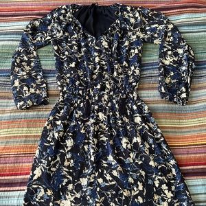 White House Black Market Navy Blue Floral Mini Dress